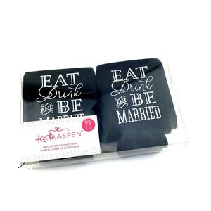 Just Married Kate Aspen Set of 12 Black Can Holders Eat Drink & Be Married